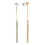 Pearl Dangle Earrings | Dangle Diamond Cut Earrings | Dangling Earrings for Women - Image 3