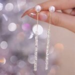 Pearl Dangle Earrings | Dangle Diamond Cut Earrings | Dangling Earrings for Women - Image 4