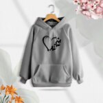 Premium Comfortable (Gray -Love Butterflies) Ladies winter hoodie - Image 2