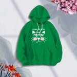 Premium Comfortable Stylish (Meow-Green) Ladies winter hoodie - Image 2