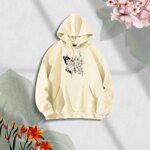 Premium Comfortable Stylish (Sunflower Butterflies-off white) Ladies winter hoodie - Image 2