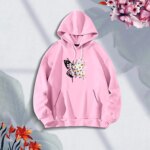 Premium Comfortable (Sunflower Butterflies-Pink) Ladies winter hoodie