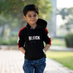 Stylish Casual Baby Hoodies Black - Image 2