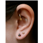 tiny crystal triangle earrings | black Nose pin - Image 3