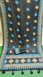 বোধুয়া বেনারশি প্রিন্ট শাড়ি কালো কালার - Image 6