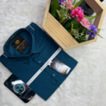 Solid China Maicro Fabrics Shirt For Men's ( Navy Blue)