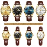 Olevs Casual Couple Watch Quartz Wrist watch (Golden) - Image 3
