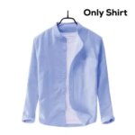 3 Pcs Combo Men's Ban Collar Cotton Shirt- - Image 3