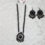 Antique Oxidized Necklace & Earrings Set – (Multiple Colors Available) - Image 3