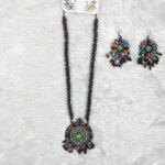 Antique Oxidized Necklace & Earrings Set – (Multiple Colors Available) - Image 4
