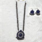 Antique Oxidized Necklace & Earrings Set – (Multiple Colors Available) - Image 6