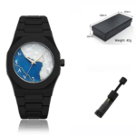 Aura watch 2025 New Arabic Aura Watch Silver Dial @ navy bule Modern Creative Design (Blue ) - Image 4