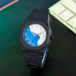 Aura watch 2025 New Arabic Aura Watch Silver Dial @ navy bule Modern Creative Design (Blue ) - Image 6