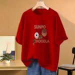 Drop shoulder T-shirt for Women (Red)