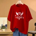 Drop shoulder T-shirt for Women (Red) - Image 2