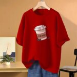 Drop shoulder T-shirt for Women (Red) - Image 2