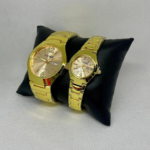 Feiwo Golden Stainsles Steel Couple Watch