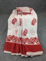 Half Silk Screen Print Sharee - Puja Edition - Image 3