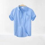Men's Stylish Half Sleev Casual Solid Shirt  ( SKy )