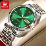OLEVS 9931G New Exclusive Design Quartz Watch for Men Green - Image 2