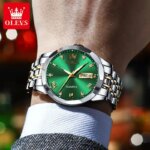 OLEVS 9931G New Exclusive Design Quartz Watch for Men Green - Image 4