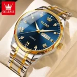 Olevs 5563 Couple Watch tow tone chain (blue dial) - Image 4