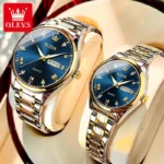 Olevs 5563 Couple Watch tow tone chain (blue dial) - Image 3