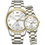 Olevs 5563 Couple Watch tow tone chain (white dial)