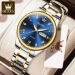 Olevs 5563 Luxury Fashion Round Women’s Watch – Silver & Blue - Image 2