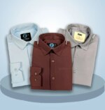 Premium 3 Piece Shirt  Combo Pack (Formal / Casual) (Ash, Coffee, Sky) - Image 2