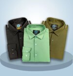 Premium 3 Piece Shirt Combo Pack (Formal / Casual) (Black, Light Green & Olive) - Image 2