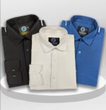 Premium 3 Piece Shirt Combo Pack (Formal / Casual) (Black, White & Blue) - Image 2