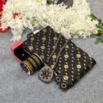 Premium Half Silk Jamdani Saree Combo Set - Black - Image 3