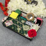 Premium Half Silk Jamdani Saree Combo Set - Green - Image 6