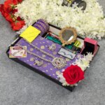 Premium Half Silk Jamdani Saree Combo Set - Lavender - Image 6