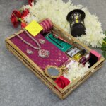Premium Half Silk Jamdani Saree Combo Set - Purple - Image 2