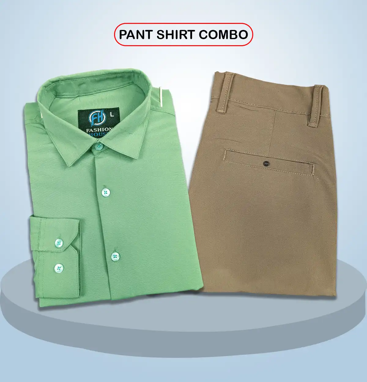 Premium-Shirt-Pant-Combo-Formal-Casual-Light-Green-Deep-Olive Premium Shirt & Pant Combo (Formal / Casual) Light Green & Deep Olive) - Image 1