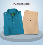 Premium Shirt & Pant Combo (Formal / Casual) (Ocean Blue & Khaki) - Image 2