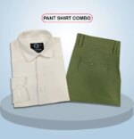 Premium Shirt & Pant Combo (Formal / Casual) (White & Olive) - Image 2