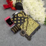 Premium Silk Katan Saree Combo Set - Black - Image 4