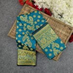 Premium Silk Katan Saree Combo Set - Ocean Green - Image 3