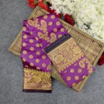 Premium Silk Katan Saree Combo Set - Purple - Image 3