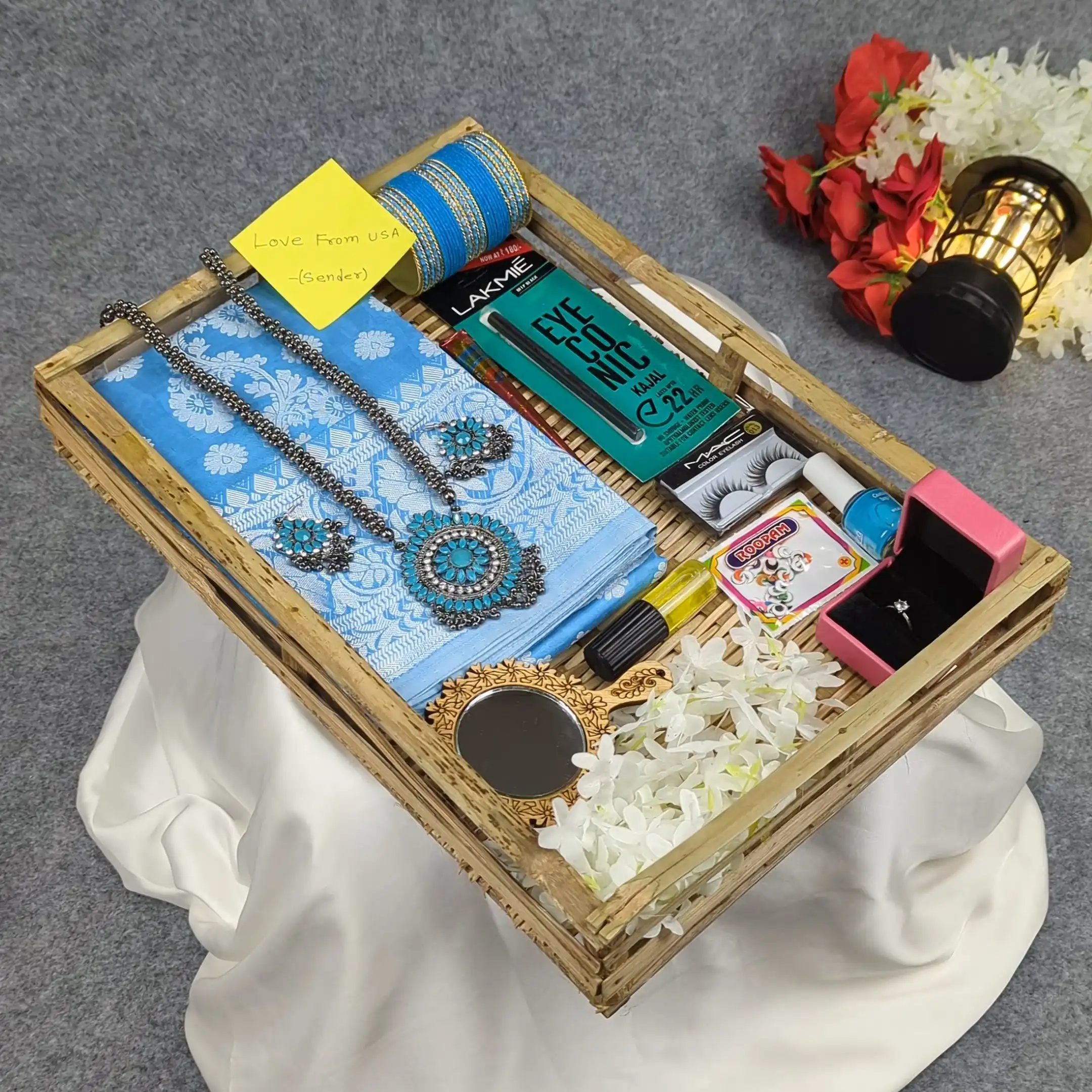 Premium-Silk-Katan-Saree-Combo-Set-Sky-Blue Premium Silk Katan Saree Combo Set - Sky Blue - Image 1