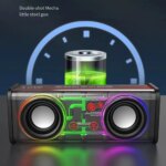 V8 Transparent Mechanical TWS Subwoofer Wireless Bluetooth Speaker - Image 6