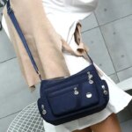 Women’s Nylon Waterproof Large Capacity Crossbody Bag (Blue) - Image 4