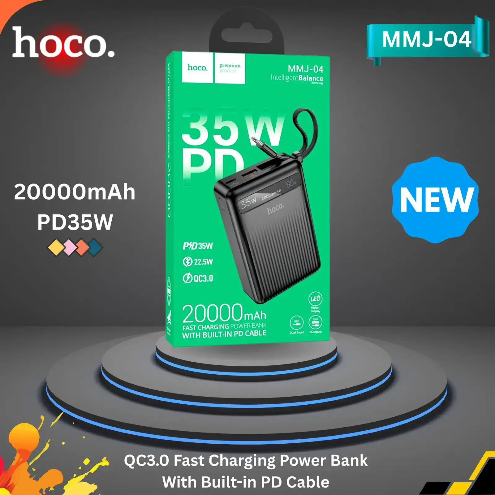 Hoco-MMJ-04-20000mAh Hoco MMJ-04 20000mAh 35W PD Fast Charging Power Bank - Image 1
