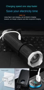 Portable Bluetooth Speaker With Zoomable Flashlight - 4 Dimming Modes FM Radio Long Lasting Life - Image 7