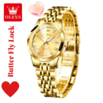 Butter Fly Lock OLEVS Watch for Women  (golden)