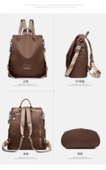 New Texture Oxford Cloth Women’s Backpack (Coffee) - Image 4