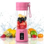 Portable Blender, Personal Mini Bottle Travel Electric Smoothie Blender Maker Fruit Juicer Cup, with 13oz Bottles - Image 2